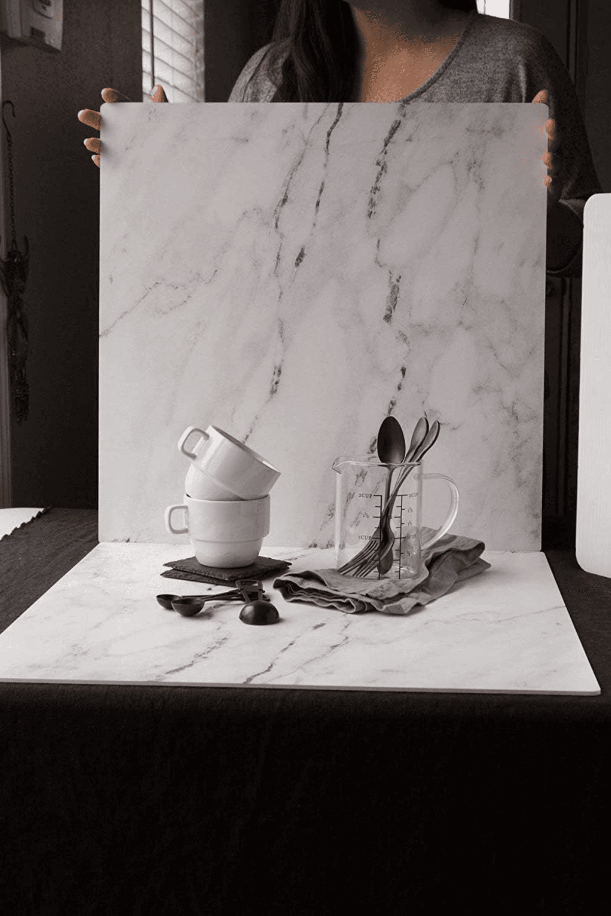 Bessie Bakes Marble Replicated Photography Backdrop 19.5 Inch x 19.5 Inch Square 3 mm Thick