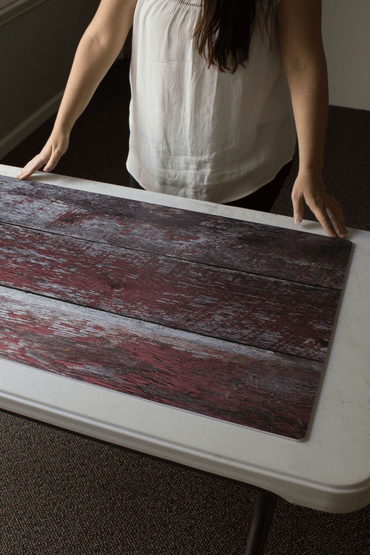 Bessie Bakes Aged Red Reclaimed Wood Replicated Photography Backdrop 2 Feet Wide x 3 Feet Long 3 mm Thick