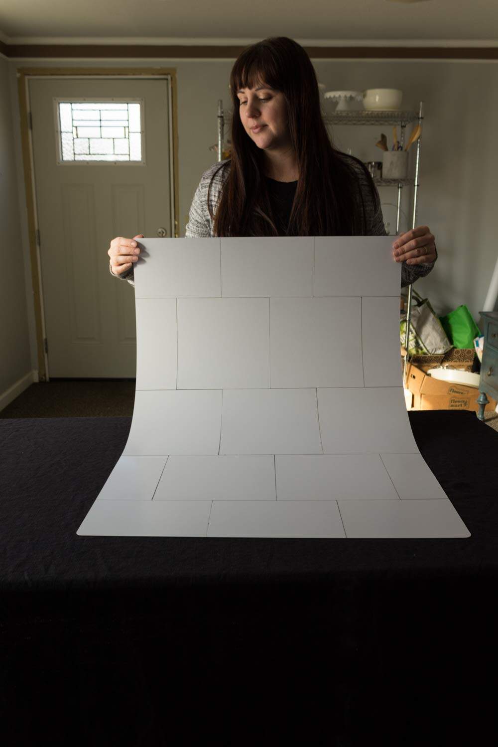 Bessie Bakes Super-Thin & Pliable Creamy White Tiles Replicated Photography Backdrop 2 Feet Wide x 3 Feet Long