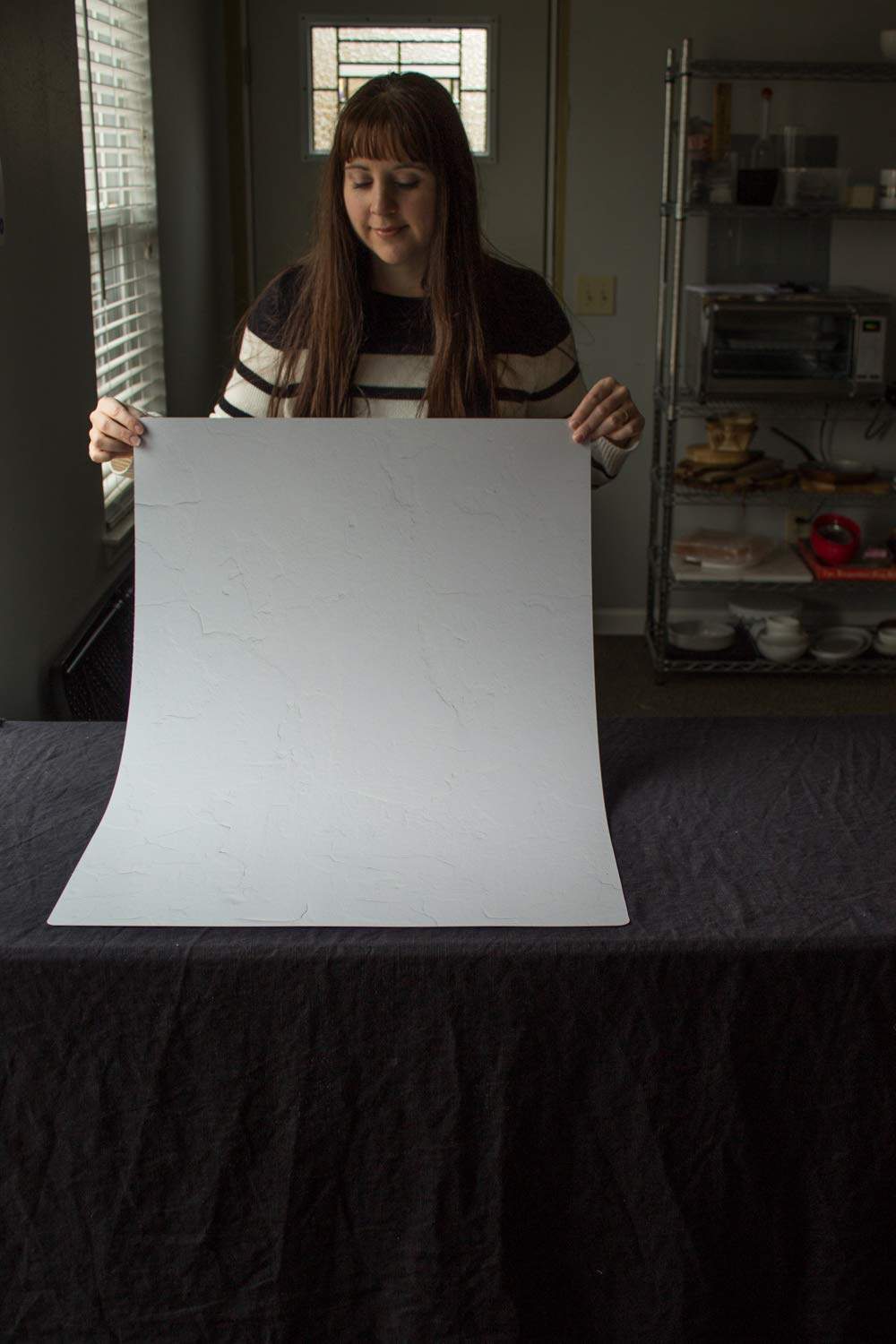 Bessie Bakes Simple White Textured Replicated Photography Backdrop 2 Feet Wide x 3 Feet Long