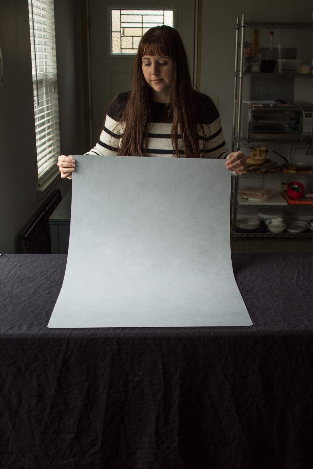 Bessie Bakes Super-Thin & Pliable Light Gray Stone Replicated Photography Backdrop 2 Feet Wide x 3 Feet Long