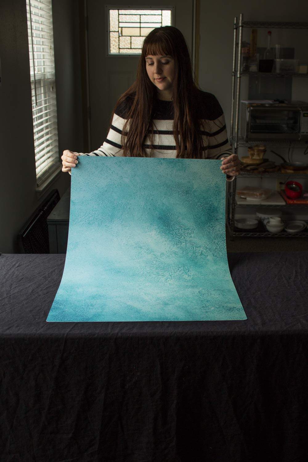 Bessie Bakes Turquoise Blue Green Replicated Photography Backdrop 2 Feet Wide x 3 Feet Long