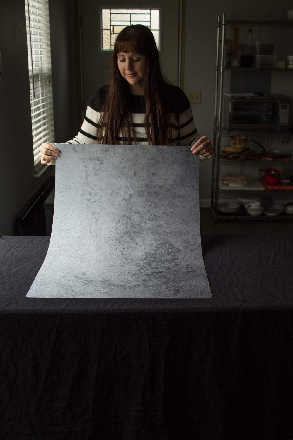 Bessie Bakes Super-Thin & Pliable Gray Concrete Replicated Photography Backdrop 2 Feet Wide x 3 Feet Long