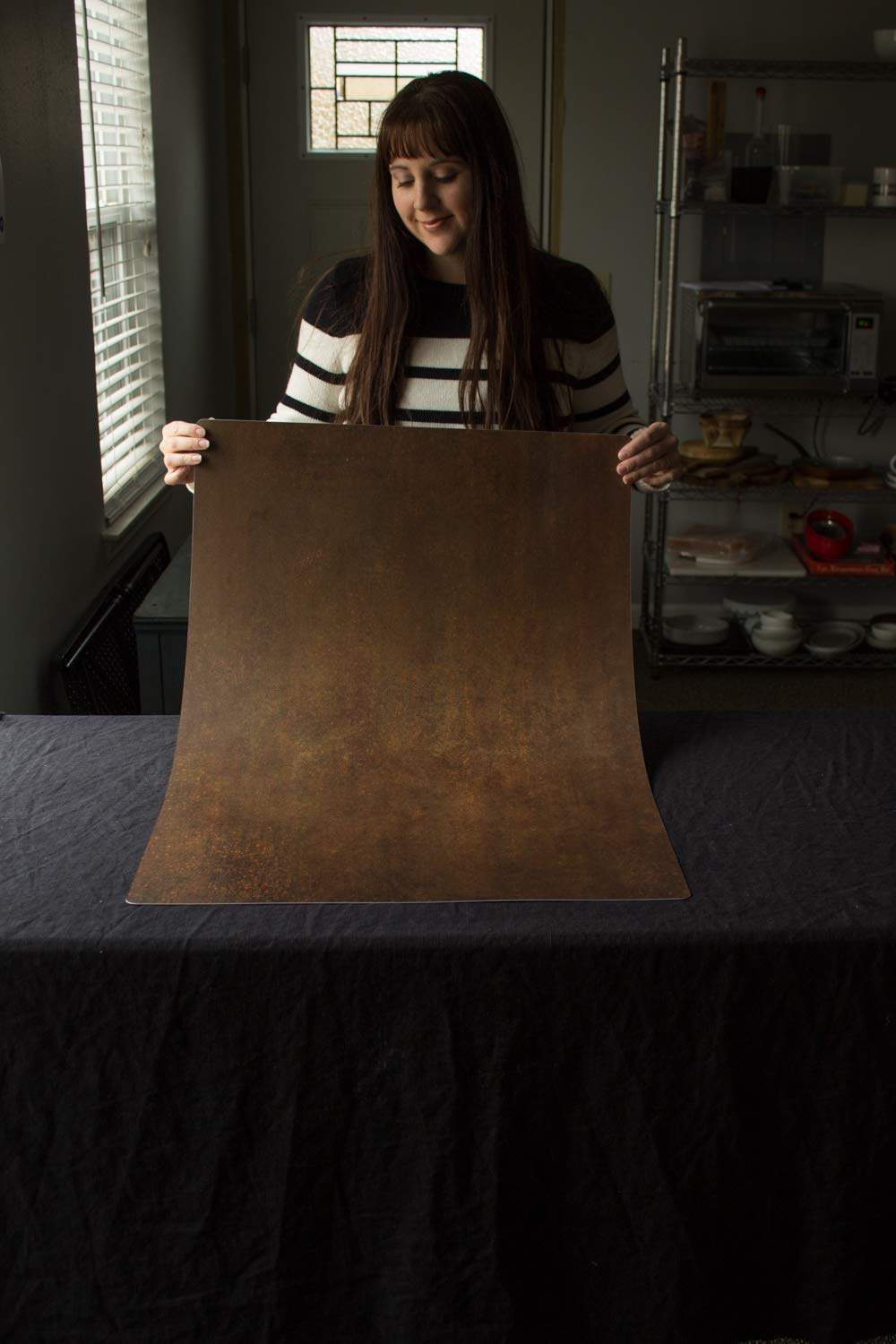 Bessie Bakes Super-Thin & Pliable Rusty Metal Replicated Photography Backdrop 2 Feet Wide x 3 Feet Long