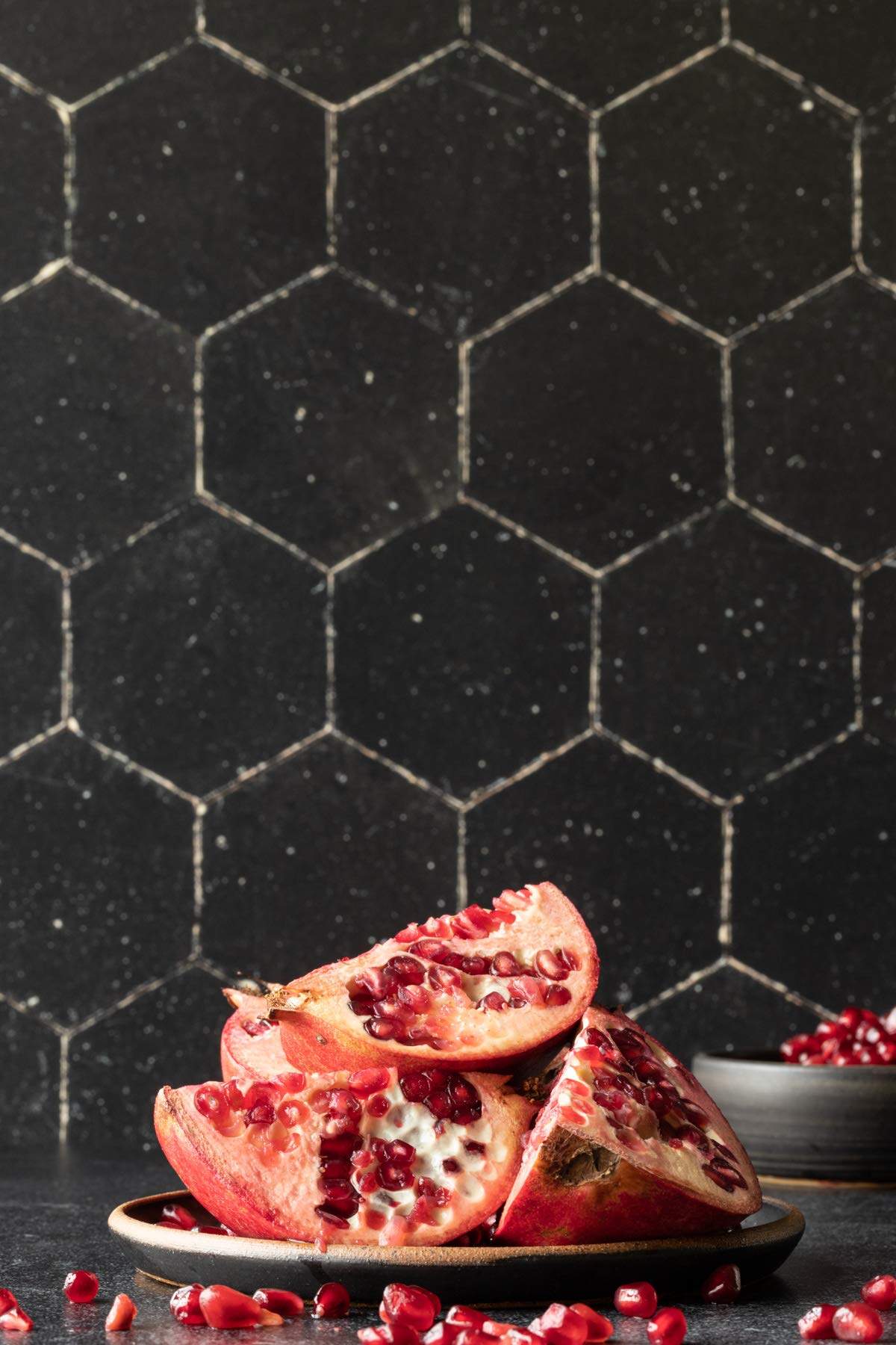 Bessie Bakes Black Hexagon Moroccan Tiles with Gold Lines Replicated Photography Backdrop 2 Feet Wide x 3 Feet Long 3 mm Thick