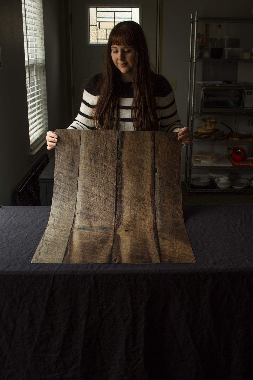 Bessie Bakes Super-Thin & Pliable Dark Brown Wood Replicated Photography Backdrop 2 Feet Wide x 3 Feet Long