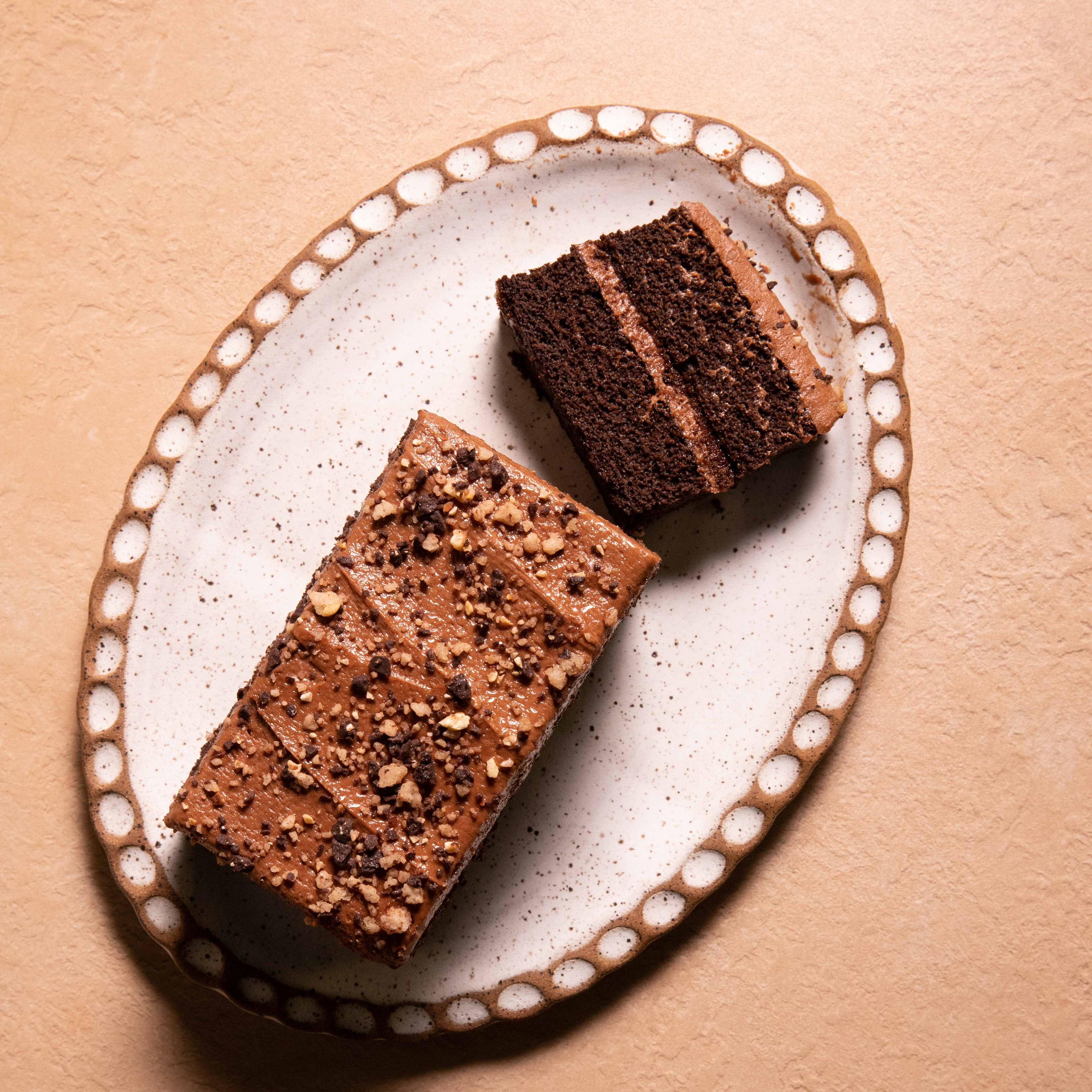 Chocolate cake on Latte Plaster square