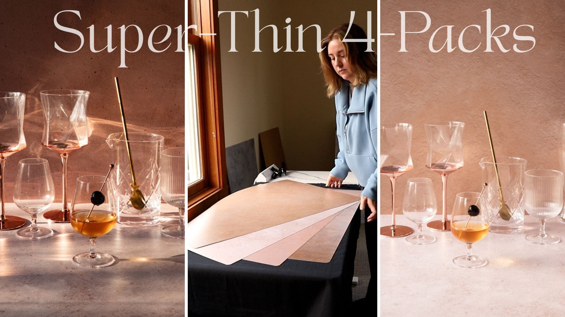 A grid of photos of super-thin photography backdrops