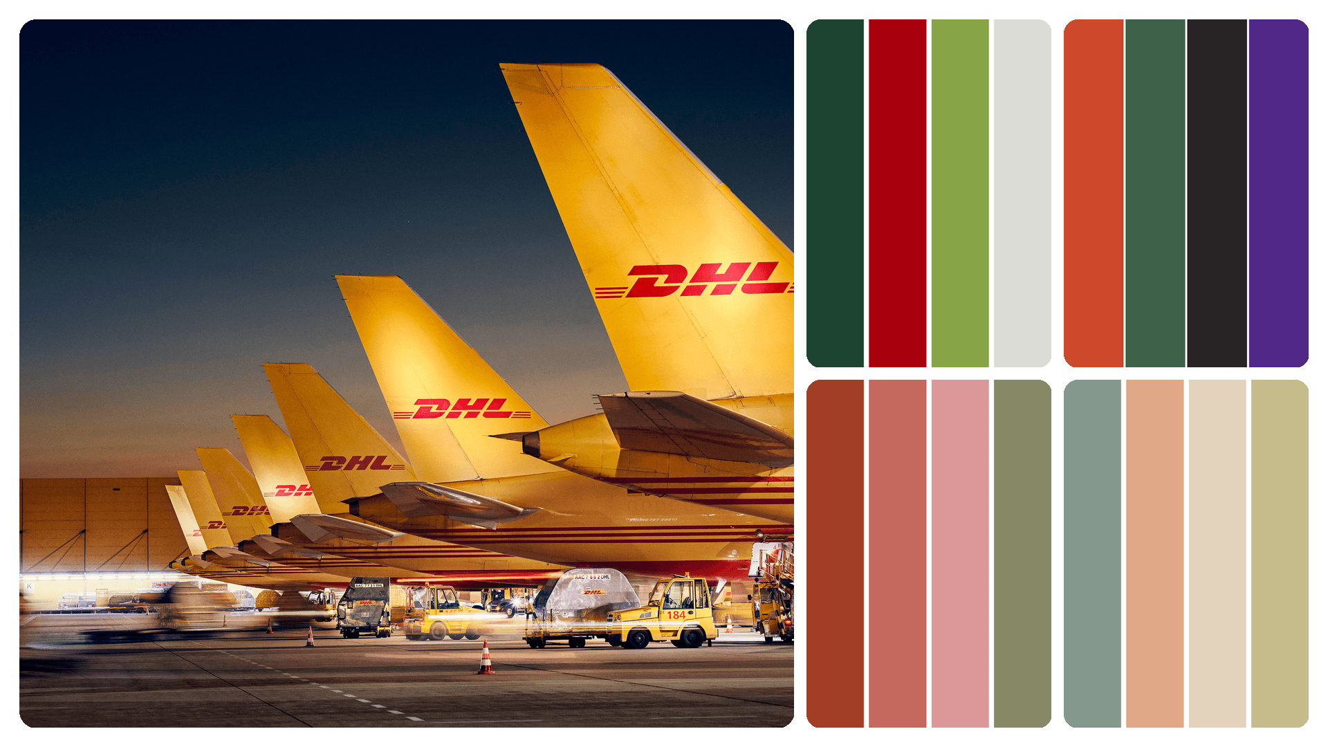 DHL grid of photos with airplanes and photography backdrops