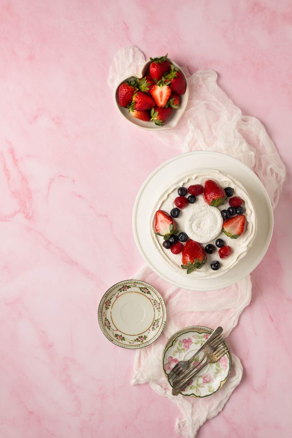 Bessie Bakes Super-Thin & Pliable Pink Marble Replicated Photography Backdrop 2 Feet Wide x 3 Feet Long