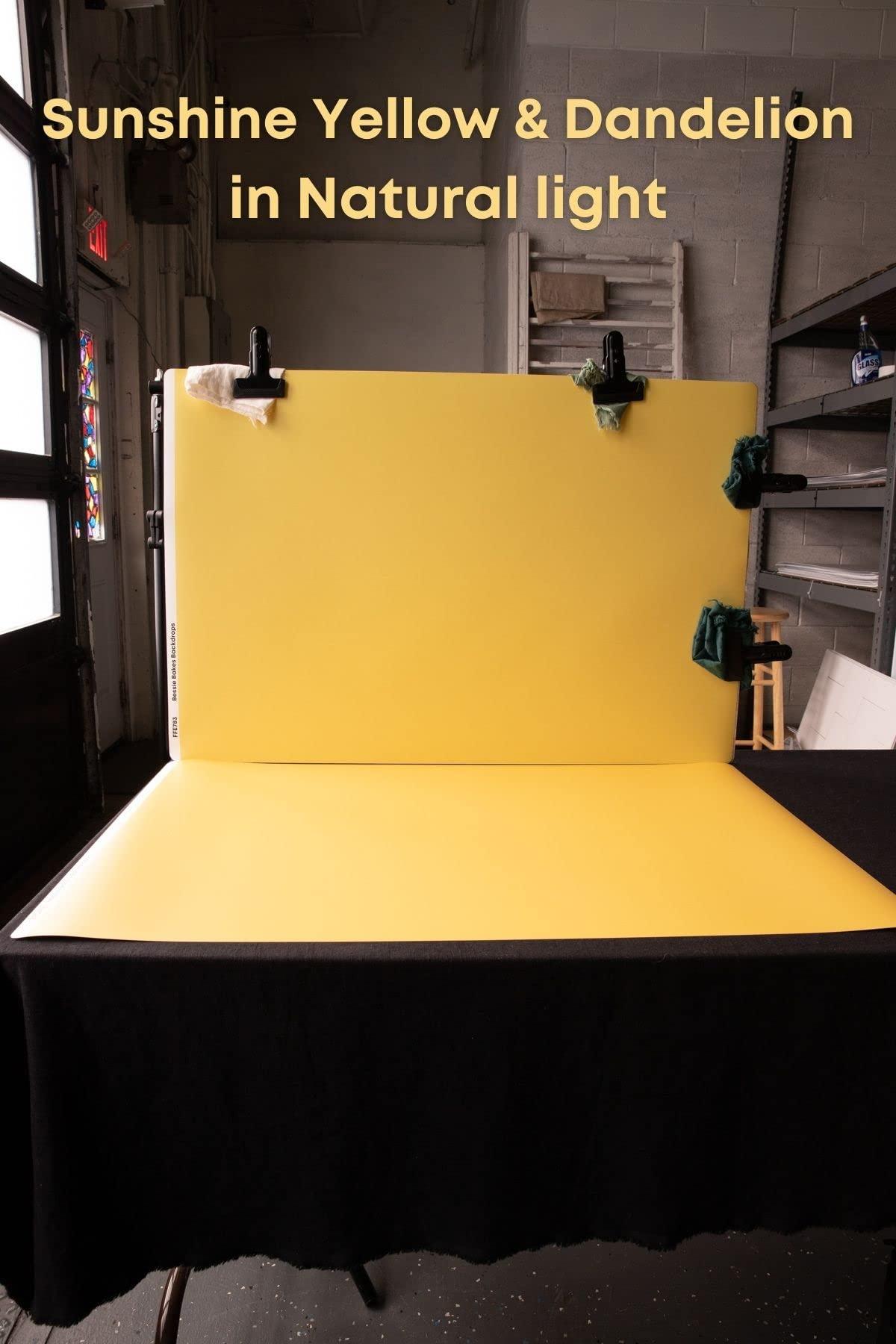 Bessie Bakes Sunshine Yellow Solid Color Roll-Up 2 Feet x 3 Feet Photography Backdrops 3 Pack