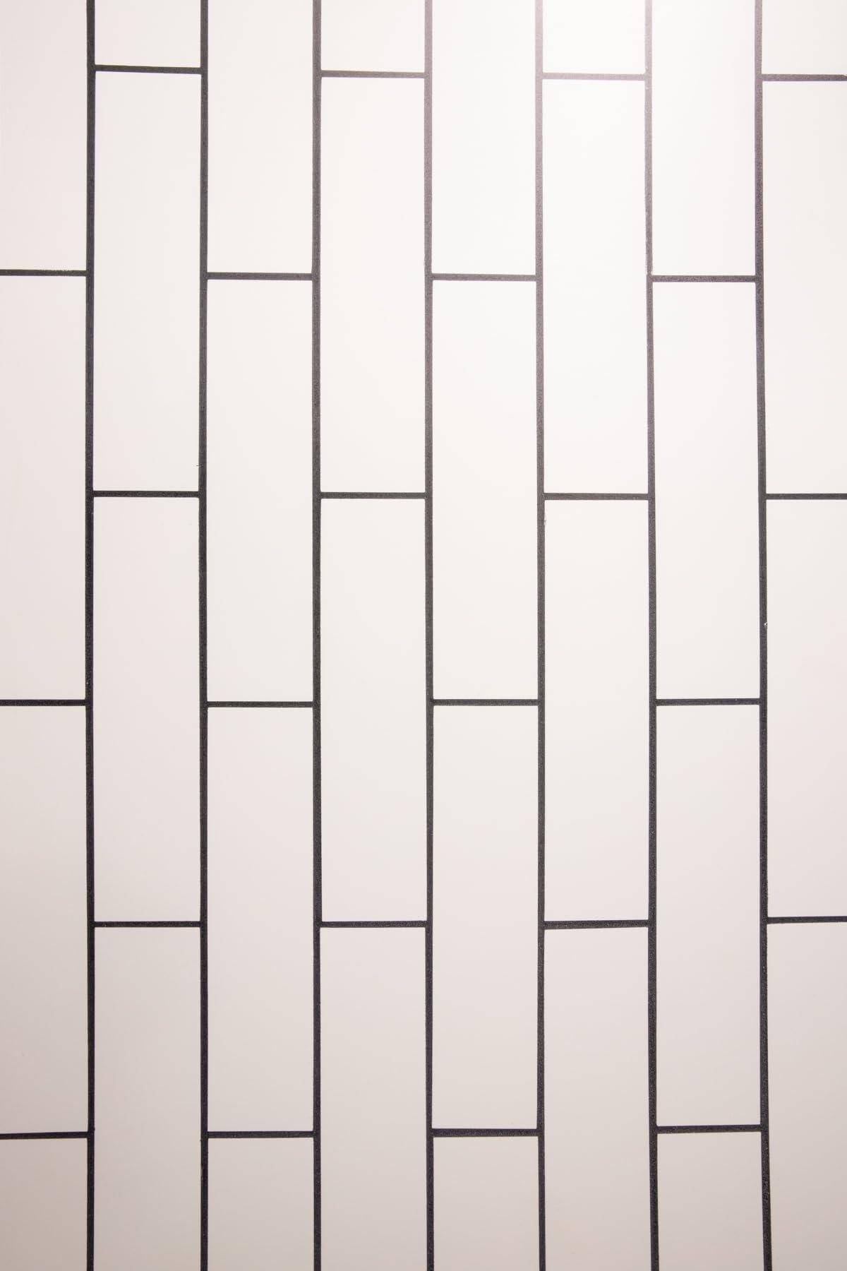 Bessie Bakes White Subway Tile with Black Grout Replicated Photography Backdrop 2 Feet Wide x 3 Feet Long