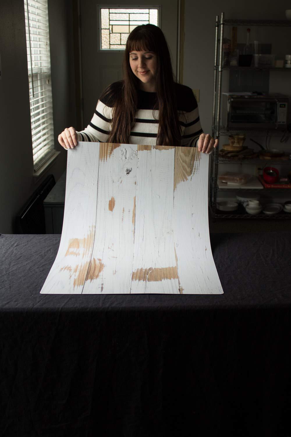 Bessie Bakes Whitewashed Wood Replicated Photography Backdrop 2 Feet Wide x 3 Feet Long