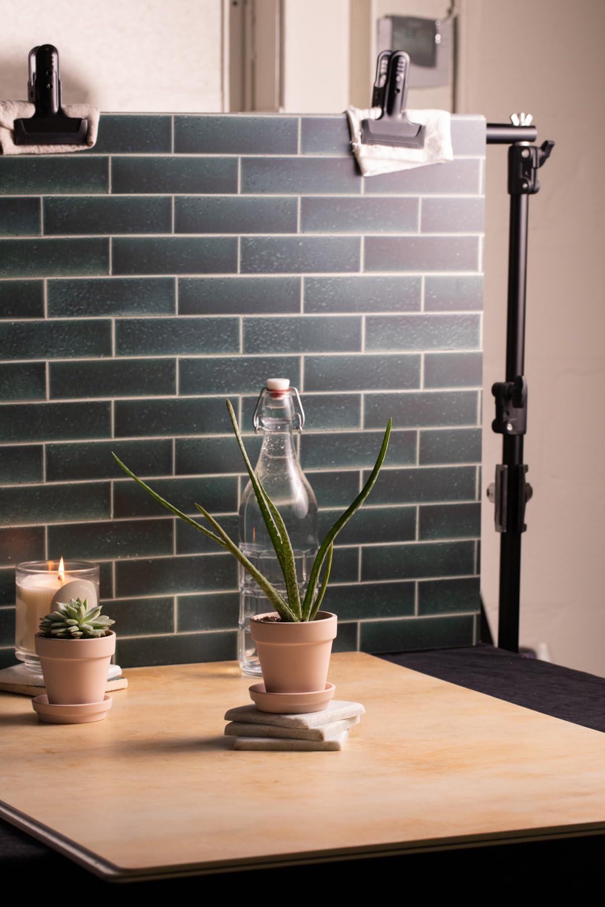 Bessie Bakes Green Subway Tile White Grout Replicated Photography Backdrop 2 Feet Wide x 3 Feet Long 3 mm Thick