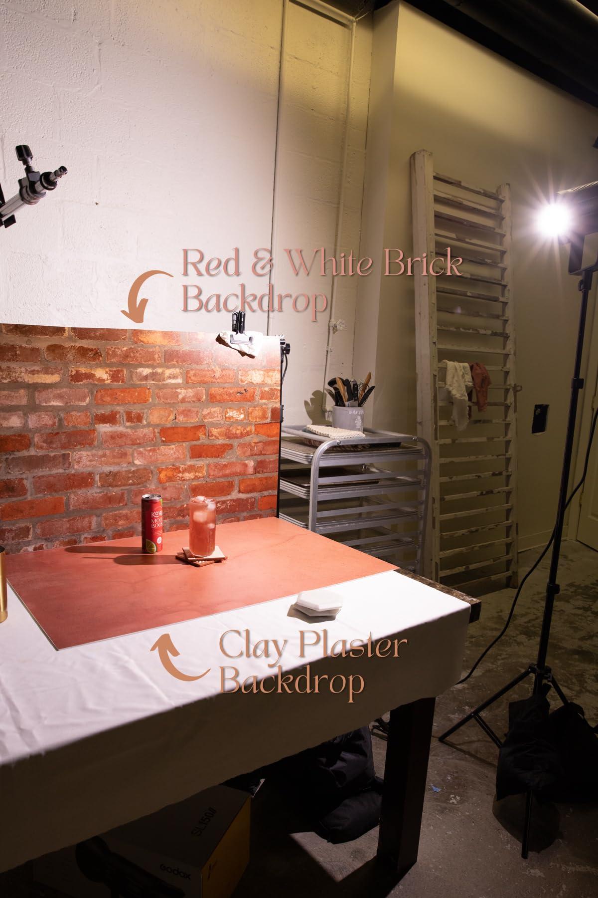 Bessie Bakes Red White Brick Replicated Photography Backdrop 2 Feet Wide x 3 Feet Long 3 mm Thick