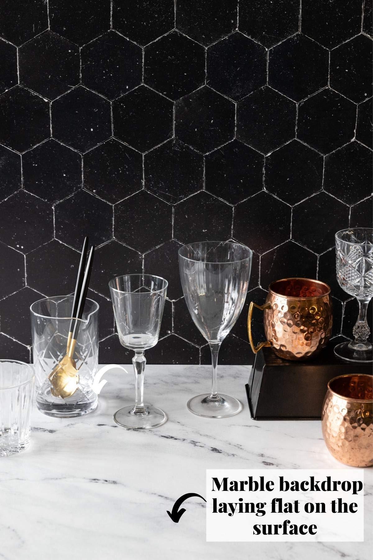 Bessie Bakes Super-Thin & Pliable Black Hexagon Moroccan Tiles with Silver Lines Replicated Photography Backdrop 2 Feet Wide x 3 Feet Long