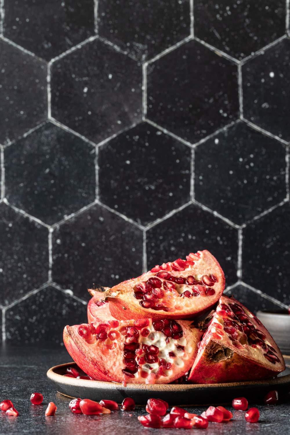 Bessie Bakes Super-Thin & Pliable Black Hexagon Moroccan Tiles with Silver Lines Replicated Photography Backdrop 2 Feet Wide x 3 Feet Long