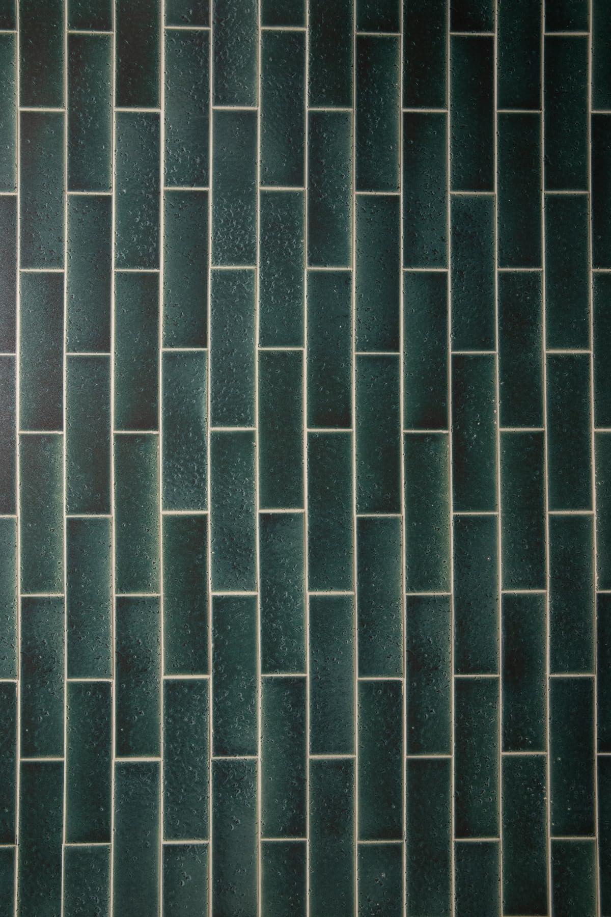 Bessie Bakes Super-Thin Green Subway Tile with White Grout Replicated Photography Backdrop 2 Feet Wide x 3 Feet Long