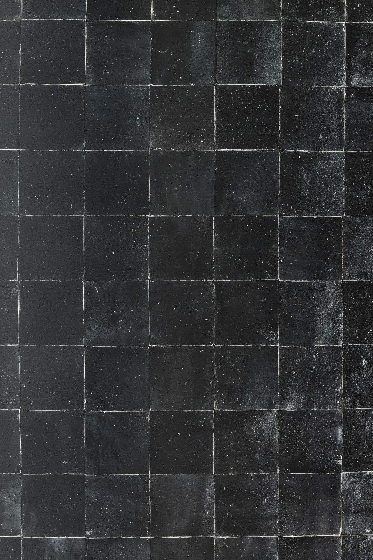 Black Square Moroccan Tiles with Silver Lines